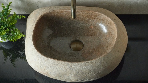 Раковина для ванной Piedra M391 из речного камня  Beige ИНДОНЕЗИЯ 00501111391_3