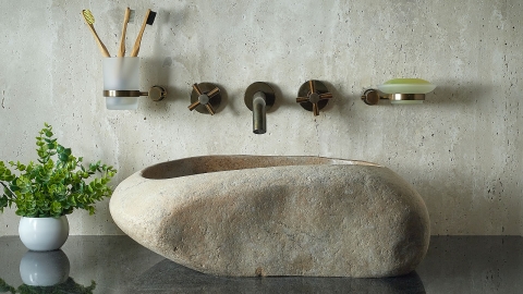 Раковина для ванной Piedra M391 из речного камня  Beige ИНДОНЕЗИЯ 00501111391_4