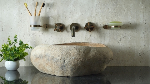 Мойка в ванную Piedra M393 из речного камня  Beige ИНДОНЕЗИЯ 00501111393_1