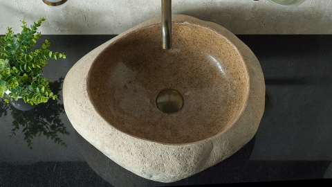 Мойка в ванную Piedra M393 из речного камня  Beige ИНДОНЕЗИЯ 00501111393_3