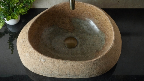 Мойка в ванную Piedra M395 из речного камня  Beige ИНДОНЕЗИЯ 00501111395_3