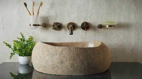 Мойка в ванную Piedra M395 из речного камня  Beige ИНДОНЕЗИЯ 00501111395_4