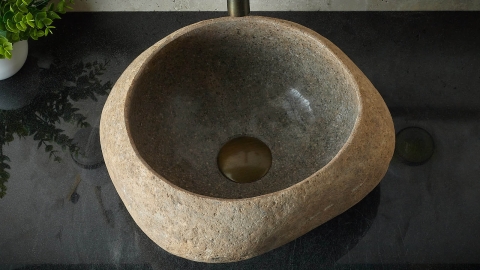 Мойка в ванную Piedra M397 из речного камня  Beige ИНДОНЕЗИЯ 00501111397_3