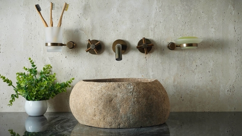 Мойка в ванную Piedra M397 из речного камня  Beige ИНДОНЕЗИЯ 00501111397_4
