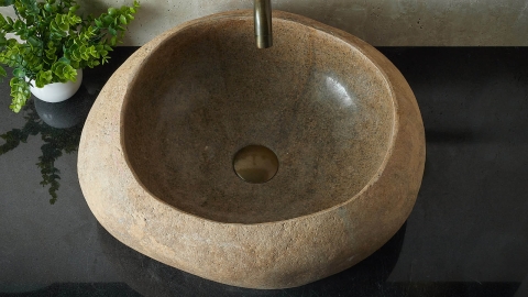 Раковина для ванной Piedra M398 из речного камня  Beige ИНДОНЕЗИЯ 00501111398_3