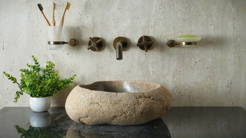 Мойка в ванную Piedra M399 из речного камня  Beige ИНДОНЕЗИЯ 00501111399_4