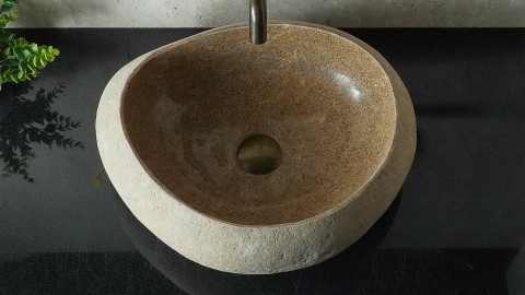 Раковина для ванной Piedra M425 из речного камня  Beige ИНДОНЕЗИЯ 00501111425_3