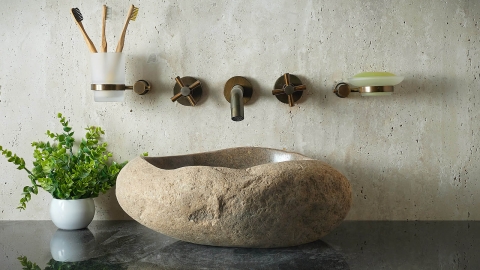 Мойка в ванную Piedra M428 из речного камня  Beige ИНДОНЕЗИЯ 00501111428_4