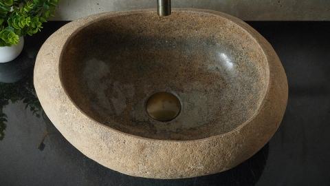 Раковина для ванной Piedra M510 из речного камня  Beige ИНДОНЕЗИЯ 00501111510_3