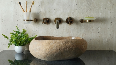 Раковина для ванной Piedra M574 из речного камня  Beige ИНДОНЕЗИЯ 00501111574_1