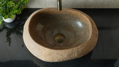 Раковина для ванной Piedra M574 из речного камня  Beige ИНДОНЕЗИЯ 00501111574_3