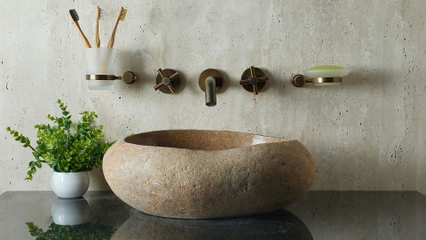 Раковина для ванной Piedra M574 из речного камня  Beige ИНДОНЕЗИЯ 00501111574_4