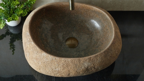 Мойка в ванную Piedra M439 из речного камня  Beige ИНДОНЕЗИЯ 00501111439_3