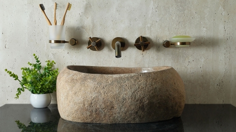 Мойка в ванную Piedra M439 из речного камня  Beige ИНДОНЕЗИЯ 00501111439_4