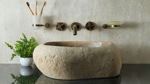 Мойка в ванную Piedra M440 из речного камня  Beige ИНДОНЕЗИЯ 00501111440_4