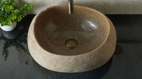 Раковина для ванной Piedra M441 из речного камня  Beige ИНДОНЕЗИЯ 00501111441_3