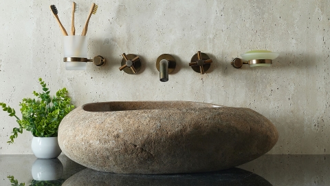 Мойка в ванную Piedra M442 из речного камня  Beige ИНДОНЕЗИЯ 00501111442_4