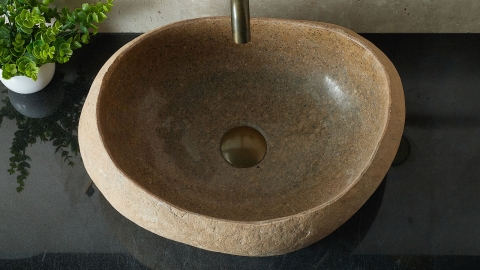Раковина для ванной Piedra M429 из речного камня  Beige ИНДОНЕЗИЯ 00501111429_3