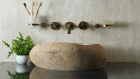 Мойка в ванную Piedra M430 из речного камня  Beige ИНДОНЕЗИЯ 00501111430_1