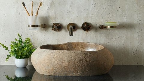 Мойка в ванную Piedra M430 из речного камня  Beige ИНДОНЕЗИЯ 00501111430_4