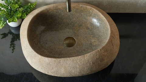 Раковина для ванной Piedra M431 из речного камня  Beige ИНДОНЕЗИЯ 00501111431_3