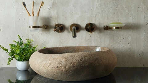 Раковина для ванной Piedra M575 из речного камня  Beige ИНДОНЕЗИЯ 00501111575_1