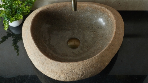Раковина для ванной Piedra M575 из речного камня  Beige ИНДОНЕЗИЯ 00501111575_3