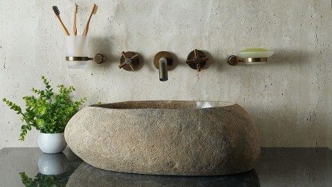 Мойка в ванную Piedra M576 из речного камня  Beige ИНДОНЕЗИЯ 00501111576_1