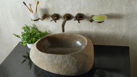 Мойка в ванную Piedra M576 из речного камня  Beige ИНДОНЕЗИЯ 00501111576_2