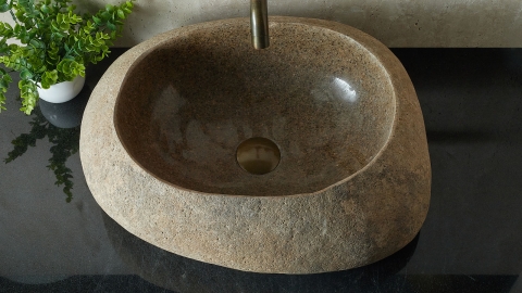 Мойка в ванную Piedra M576 из речного камня  Beige ИНДОНЕЗИЯ 00501111576_3