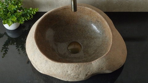 Мойка в ванную Piedra M446 из речного камня  Beige ИНДОНЕЗИЯ 00501111446_3