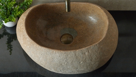 Раковина для ванной Piedra M447 из речного камня  Beige ИНДОНЕЗИЯ 00501111447_3