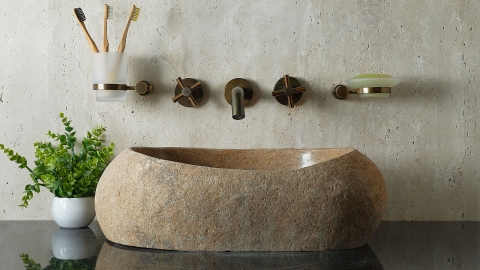 Раковина для ванной Piedra M447 из речного камня  Beige ИНДОНЕЗИЯ 00501111447_4