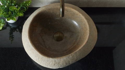 Мойка в ванную Piedra M448 из речного камня  Beige ИНДОНЕЗИЯ 00501111448_3