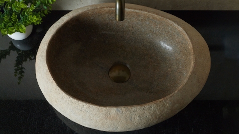 Раковина для ванной Piedra M449 из речного камня  Beige ИНДОНЕЗИЯ 00501111449_3