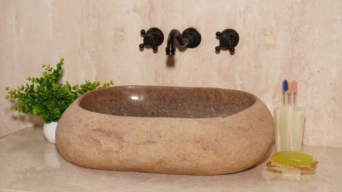 Мойка в ванную Piedra M451 из речного камня  Beige ИНДОНЕЗИЯ 00501111451_1