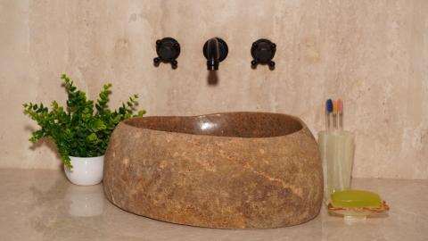 Раковина для ванной Piedra M452 из речного камня  Beige ИНДОНЕЗИЯ 00501111452_2