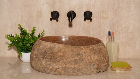 Раковина для ванной Piedra M452 из речного камня  Beige ИНДОНЕЗИЯ 00501111452_3
