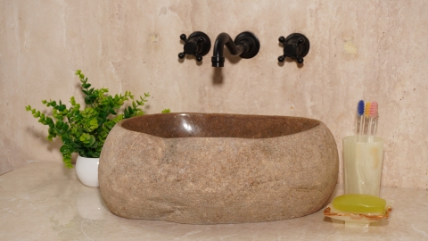 Мойка в ванную Piedra M587 из речного камня  Beige ИНДОНЕЗИЯ 00501111587_1