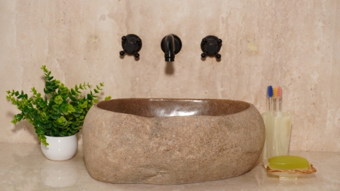 Мойка в ванную Piedra M587 из речного камня  Beige ИНДОНЕЗИЯ 00501111587_2
