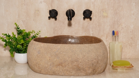 Мойка в ванную Piedra M587 из речного камня  Beige ИНДОНЕЗИЯ 00501111587_3
