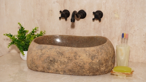 Раковина для ванной Piedra M588 из речного камня  Beige ИНДОНЕЗИЯ 00501111588_1