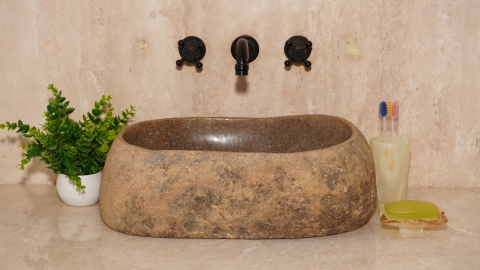 Раковина для ванной Piedra M588 из речного камня  Beige ИНДОНЕЗИЯ 00501111588_2