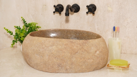Мойка в ванную Piedra M590 из речного камня  Beige ИНДОНЕЗИЯ 00501111590_1
