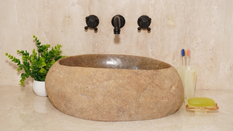 Мойка в ванную Piedra M590 из речного камня  Beige ИНДОНЕЗИЯ 00501111590_2
