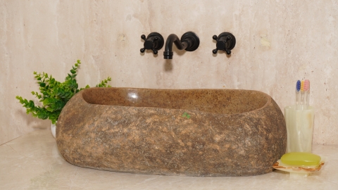 Раковина для ванной Piedra M457 из речного камня  Beige ИНДОНЕЗИЯ 00501111457_1