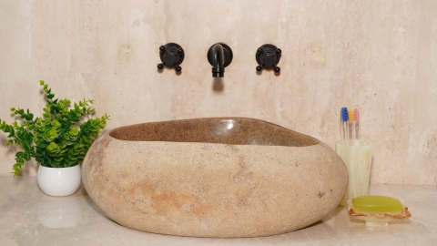 Мойка в ванную Piedra M591 из речного камня  Beige ИНДОНЕЗИЯ 00501111591_3