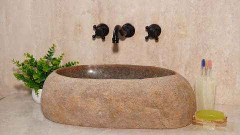 Раковина для ванной Piedra M459 из речного камня  Beige ИНДОНЕЗИЯ 00501111459_1