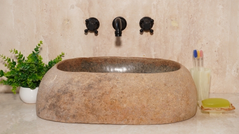 Раковина для ванной Piedra M459 из речного камня  Beige ИНДОНЕЗИЯ 00501111459_3