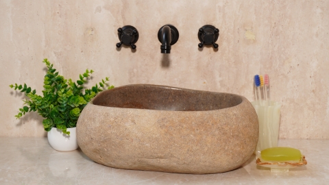 Мойка в ванную Piedra M460 из речного камня  Beige ИНДОНЕЗИЯ 00501111460_2